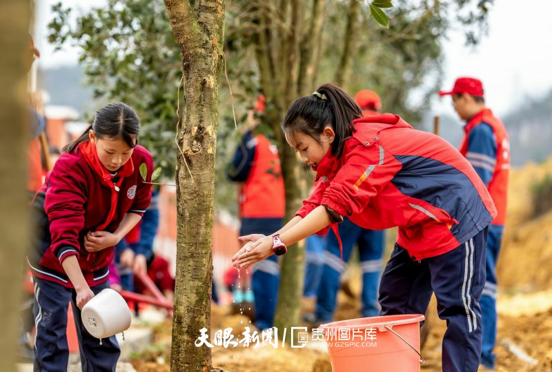 853239-2025年3月12日，青年志愿者和學(xué)生在貴州省黔西市惠風(fēng)學(xué)校校區(qū)參加植樹活動(dòng)。.jpg